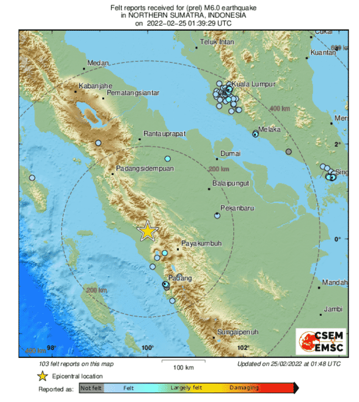 gempa bumi Sumatera Putrajaya Shah Alam magnitud 6.1