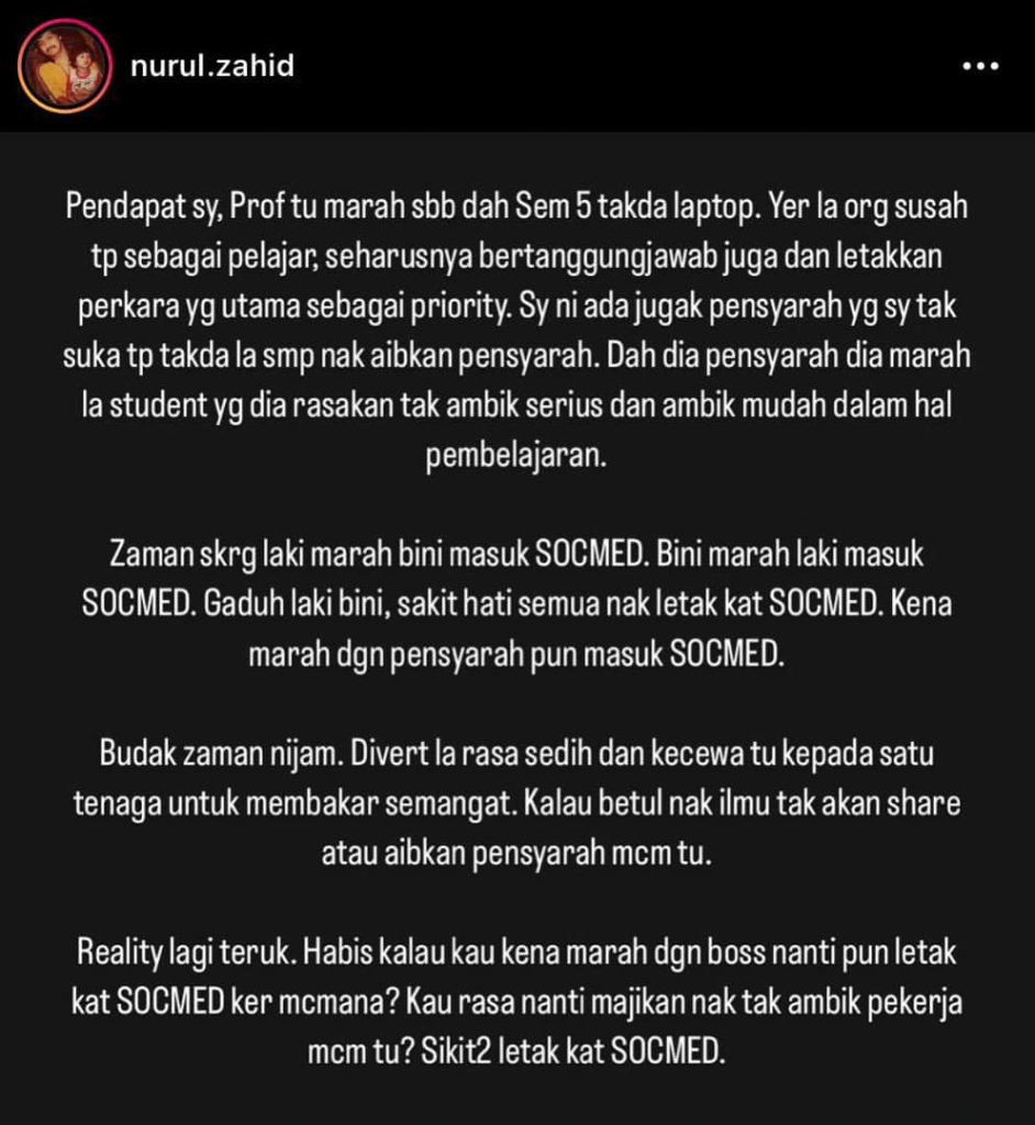 Anak Presiden Umno pertahan pensyarah hina pelajar B40