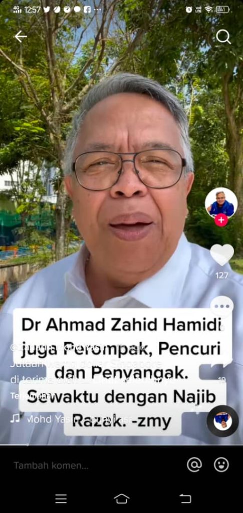 Zaharin hentam Zahid Hamidi kononya wang diterima dari Singapura untuk kepentingan Umno