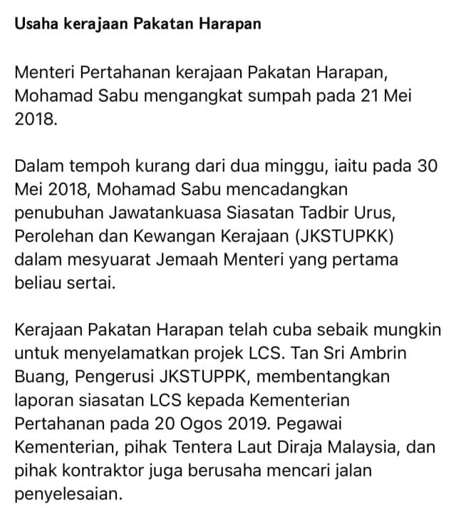 LCS: Jangan terpedaya naratif palsu BN, PH tidak buat apa-apa masa 22 bulan, ini buktinya