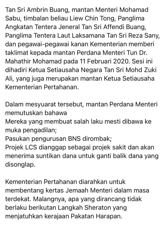 LCS: Jangan terpedaya naratif palsu BN, PH tidak buat apa-apa masa 22 bulan, ini buktinya