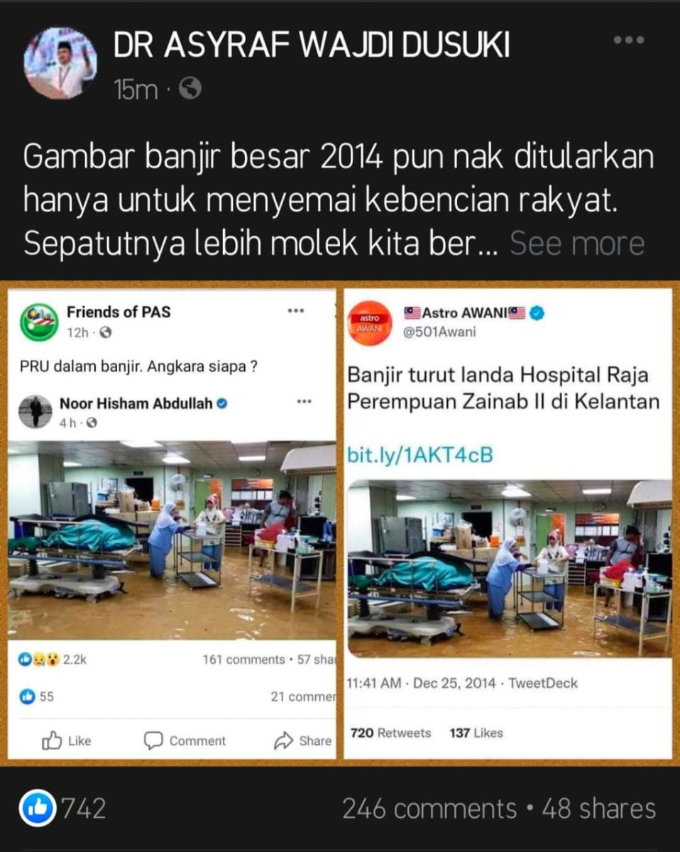 Lepas 'bercerai', Umno dakwa Pas sengaja semai kebencian rakyat dengan tular gambar banjir 2014